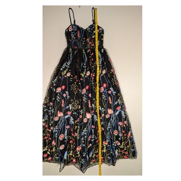 City Studio Black Floral Embroidered Floral Tulle Formal Long Evening Gown Sz 7 - Picture 7 of 16